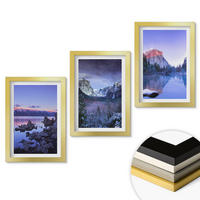 WANDBILDER 3er Set - 20x30 cm Goldrahmen - Berglandschaften, Sonnenuntergang, Wasser - Goldfarben, Kunststoff (20/30cm) - ArtPrintCave