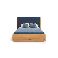 MASSIVHOLZBETT Dome aus Eiche mit Bettkasten 180x220 cm, Storm 77 (Blau) - Blau/Eichefarben, Holz (180/220cm) - Danzz