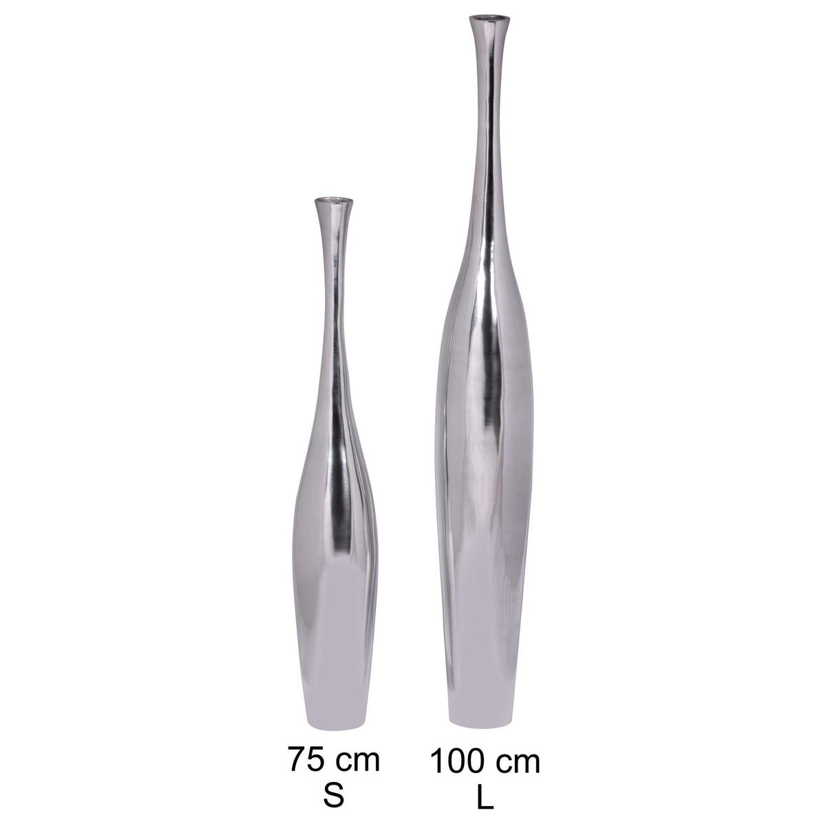 VASE Aluminium Modern Stil Modell BOTTLE S Silber mit einer Öffnung - Silberfarben, Metall (100cm) - KADIMA DESIGN
