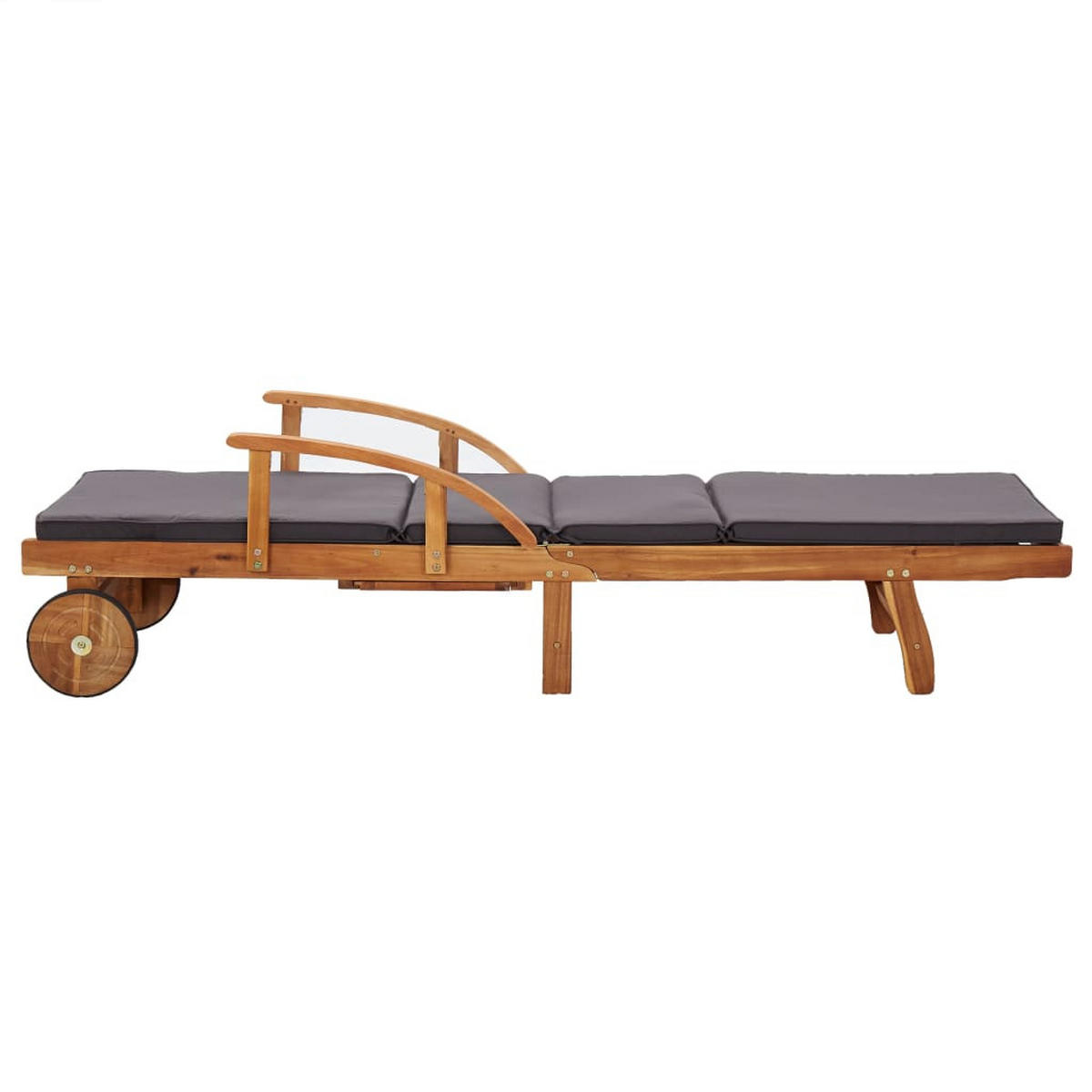 SONNENLIEGE mit Auflage Massivholz Akazie - Braun, Holz (68/83/200cm) - furnicato