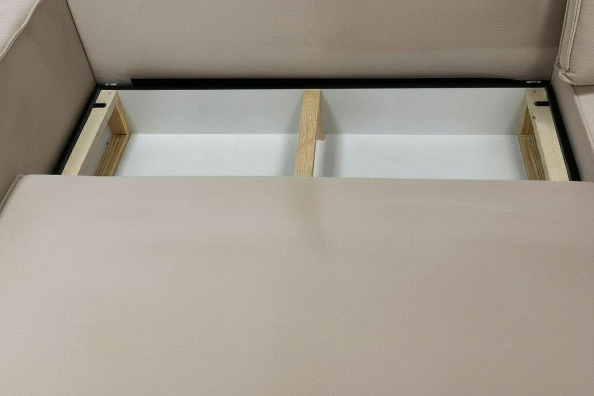 ECKSOFA RIO mit Schlaffunktion und Bettkasten, Farbe: Creme, Velourstoff, Ottomane Universal - Creme, Textil (249/142cm) - Marpur