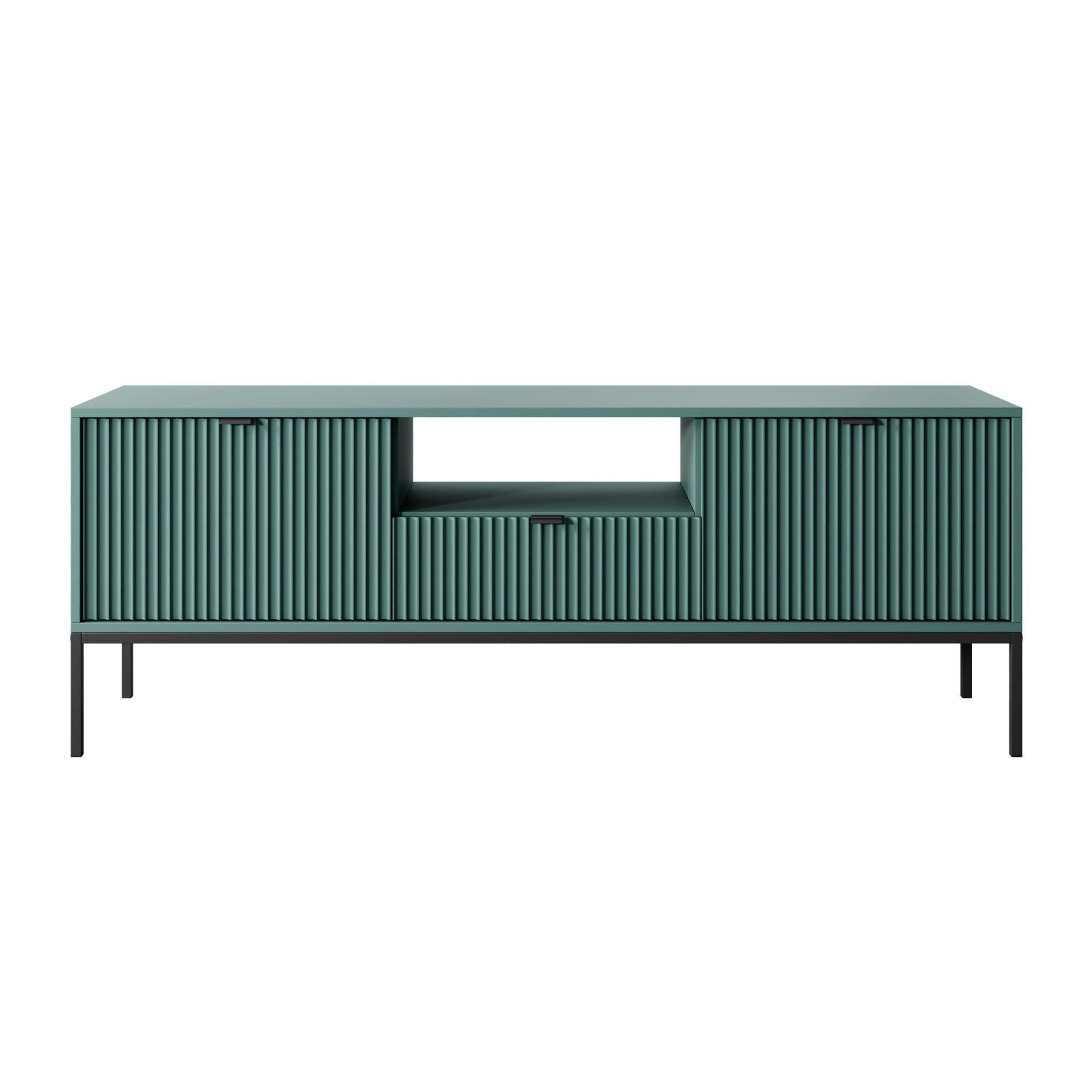 TV stolík Vellore Zelený 154/56/39 cm - čierna/zelená, kov/kompozitné drevo (154/56/39cm) - Selsey