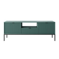 TV stolík Vellore Zelený 154/56/39 cm - čierna/zelená, kov/kompozitné drevo (154/56/39cm) - Selsey