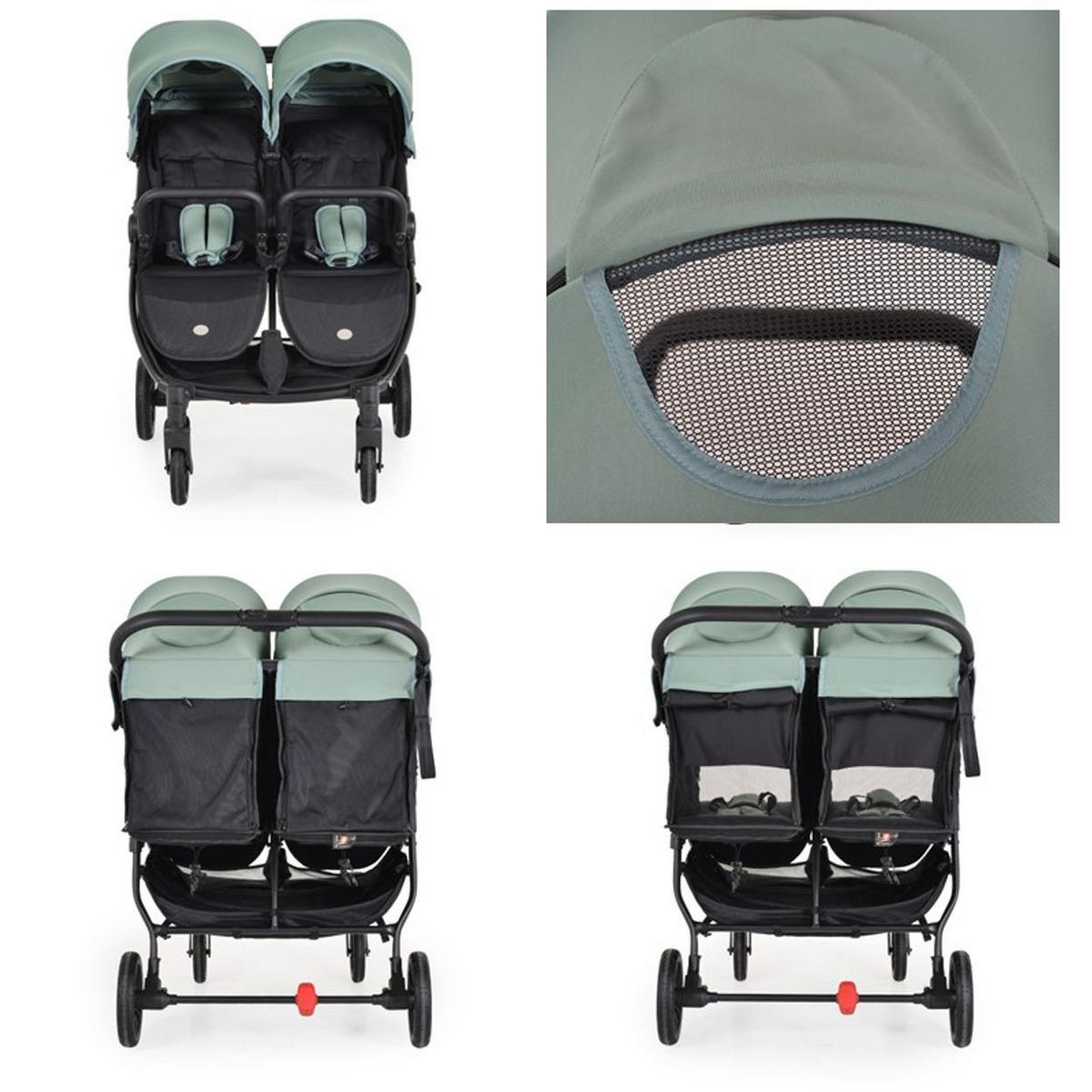 GESCHWISTERKINDERWAGEN 2Gether grün Fußabdeckungen, Aluminiumrahmen, faltbar - Grün, Metall (97/75/104cm) - Cangaroo