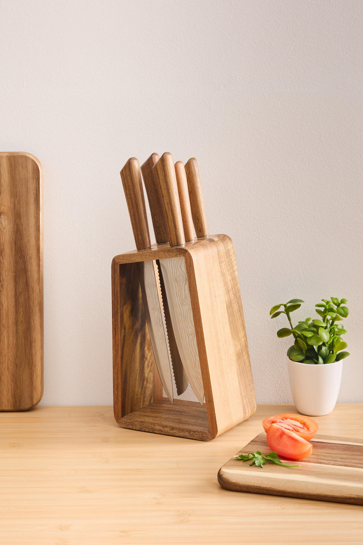 MESSERSET mit Holzblock Harmony 15,2/11,3/36,3 cm - Braun, Holz (15.2cm) - 5five Simply Smart