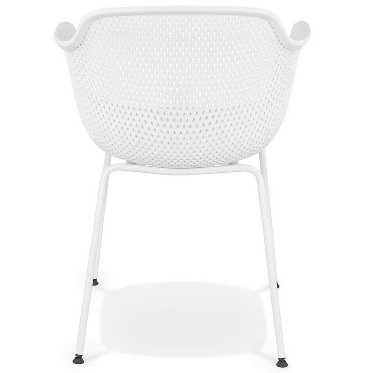 SCHALENSTUHL Polypropylen und Metall mit Perforation Modern, Weiß 59,5x54,5x81 cm - Weiß, Kunststoff/Metall (60/81/55cm) - KADIMA DESIGN