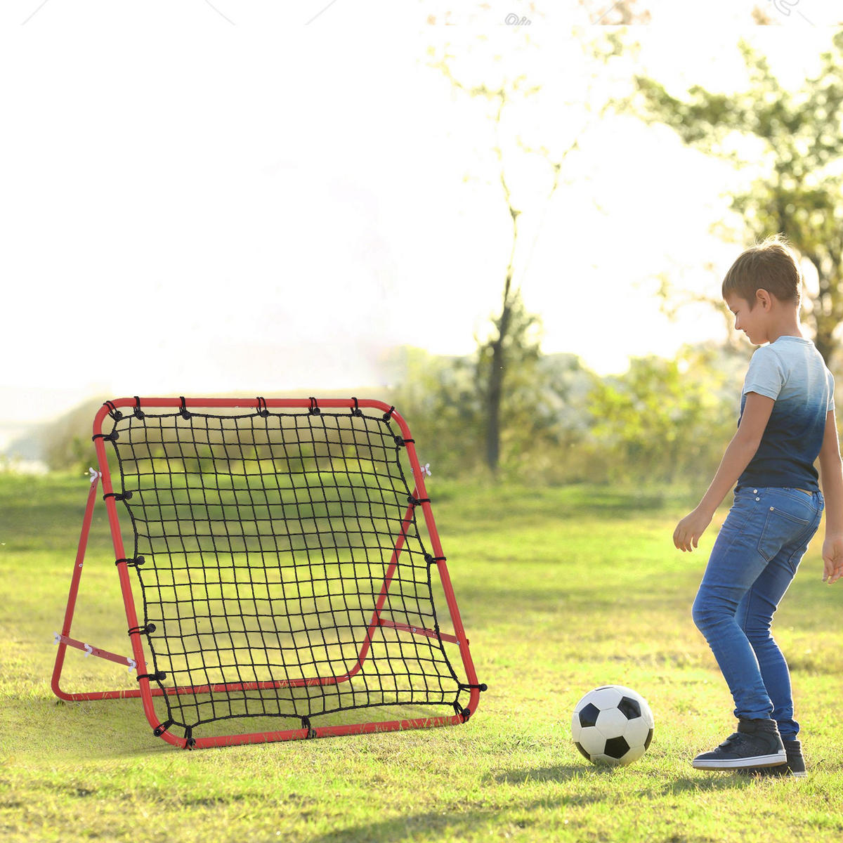 REBOUNDER DE-18596 verstellbarer Winkel mit 20 elastischen Seilen - Rot, Kunststoff (80/96cm) - ComfortXL