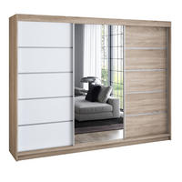 SCHWEBETÜRENSCHRANK 200 cm VILANO 1 Farbe: Sonoma,Weiß - Hellbraun/Weiß, Holzwerkstoff (200/215/59.5cm) - A&J MöbelLand