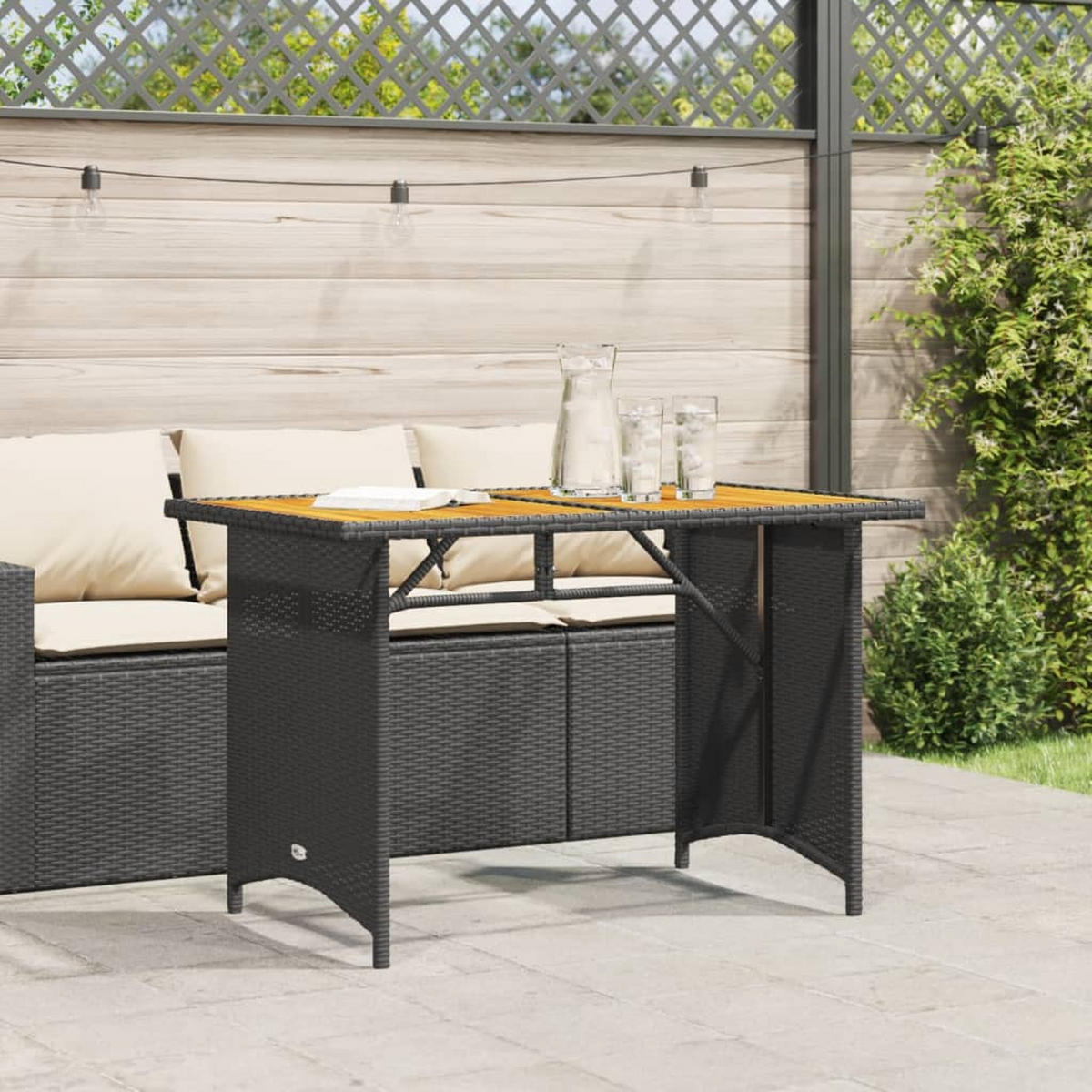GARTENTISCH Tischgar 68/70/110 cm - Schwarz, Naturmaterialien (110/68/70cm) - ZMH
