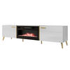 TV-LOWBOARD Picru 2D EF mit Kamin - Goldfarben/Weiß, Holzwerkstoff/Kunststoff (214/50/38cm) - MIRJAN24