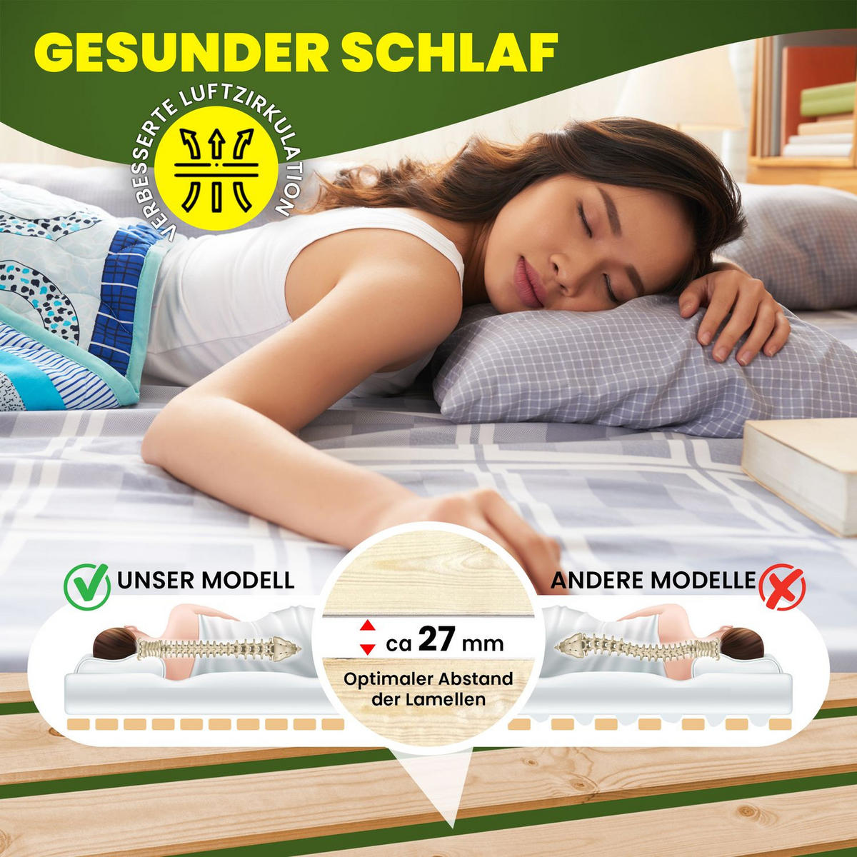 ROLLROST ROMO Lattenrost Massivholz 90x200 cm - Naturfarben, Holz (90/200cm) - Coemo