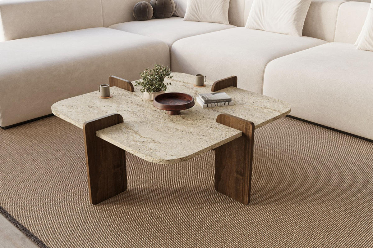 COUCHTISCH poalla beige - Beige, Holz (90/90/35cm) - Habitat Garten