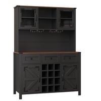 BUFFET DE-38415 120/40/170 cm mit LED-Beleuchtung und Steckdosen Schwarz - Schwarz, Holzwerkstoff (120/170/40cm) - ComfortXL