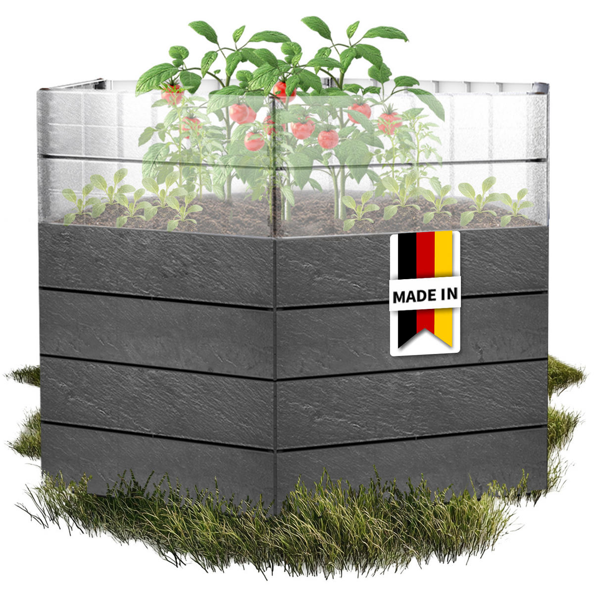 HOCHBEET Turbo L 75, , inkl. Wassersparsystem - Anthrazit, Kunststoff (110/75/110cm) - GARANTIA