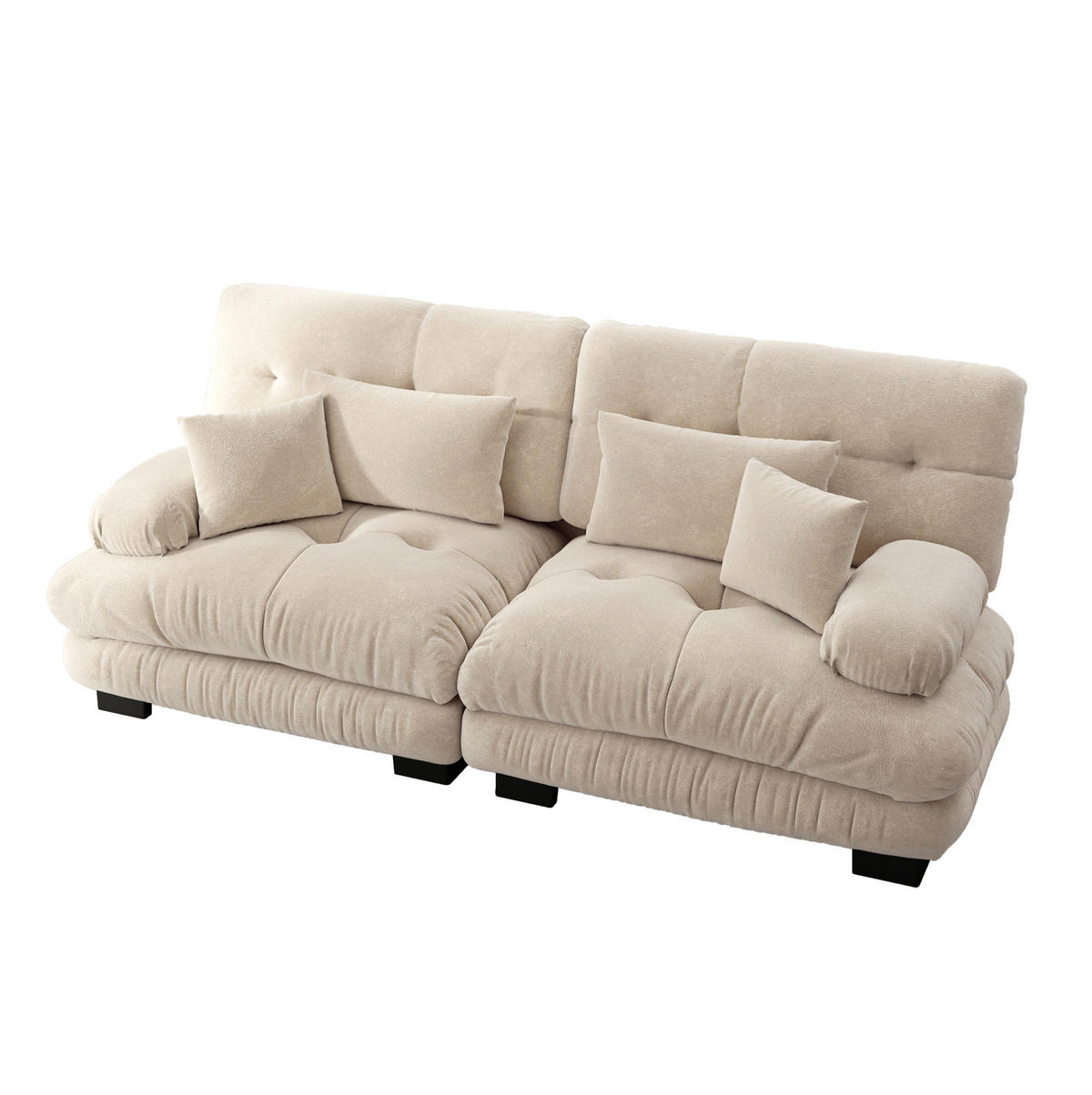 SOFA modular Chenille Light Coffee - Beige, Kunststoff (77/81/220cm) - Meubliv