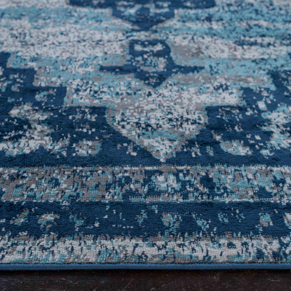 VINTAGE-TEPPICH Demelza Marineblau - Dunkelblau, Textil (120/170cm) - Kukoon Rugs