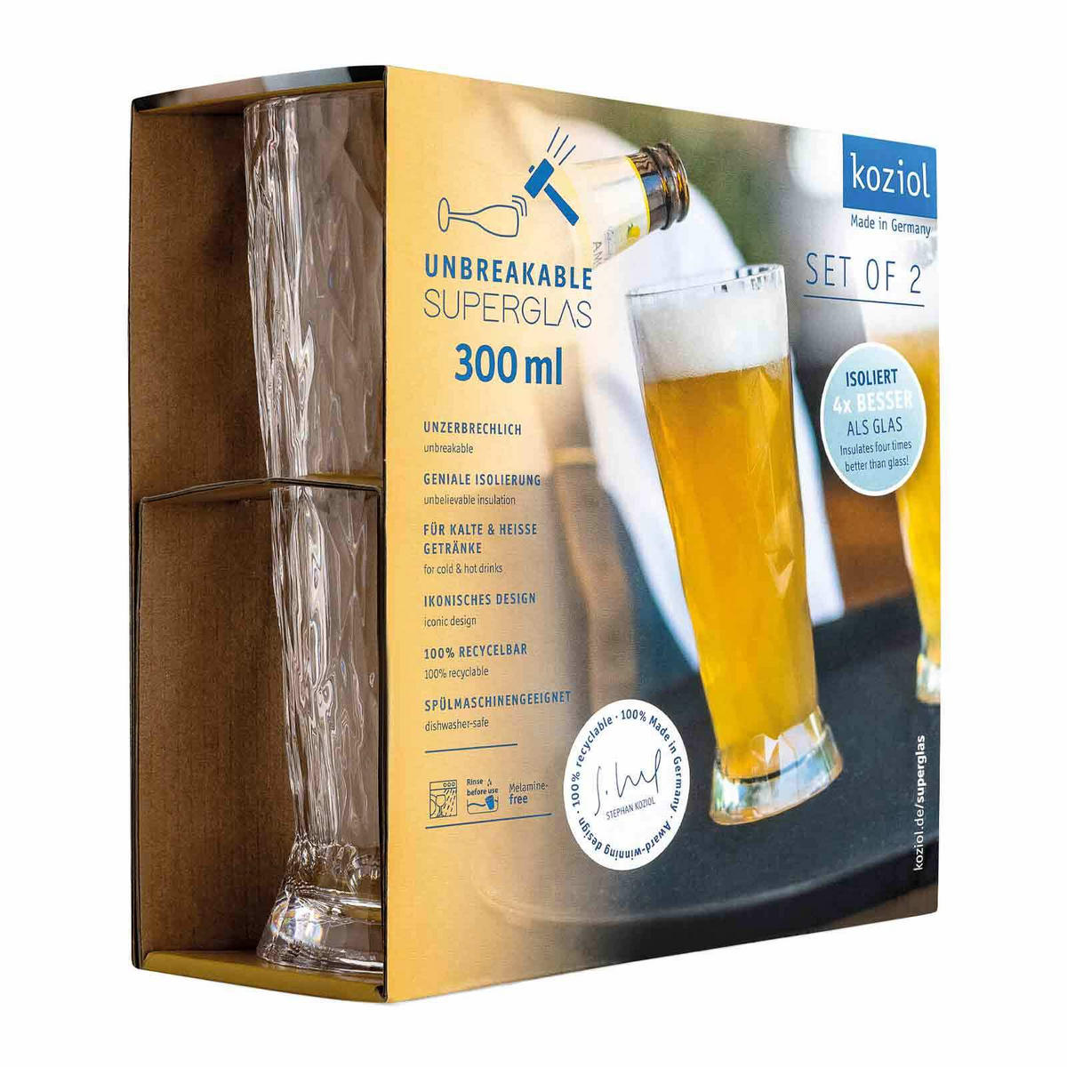 SUPERGLAS Club No. 10 Bierglas transparent 300 ml 2er Set - Transparent, Kunststoff (0.3L) - Koziol