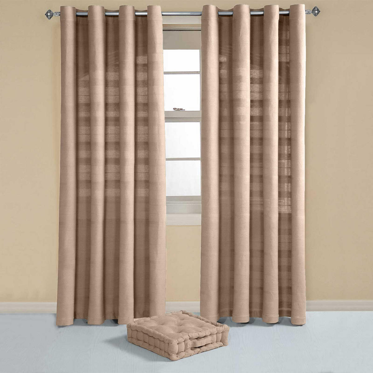 ÖSENVORHANG Rajput blickdicht 2er-Set, 167/182 cm - Beige, Textil (167/182cm) - Homescapes
