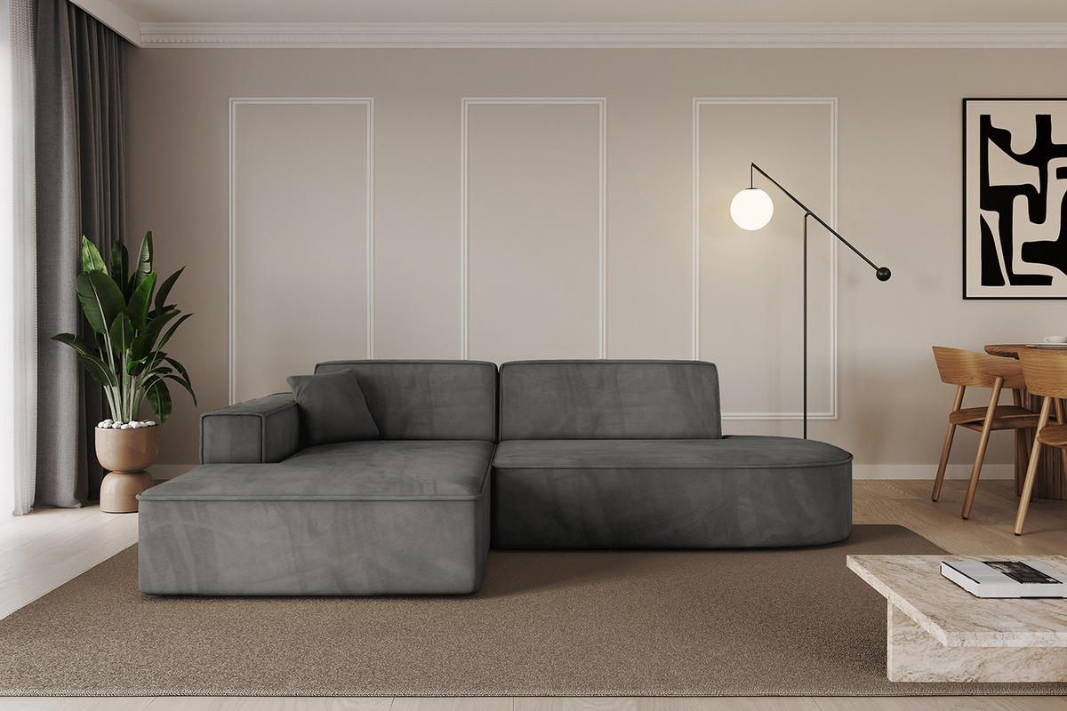 ECKSOFA Ottomane Links IREA-L1-v4 - 232x165x77 cm Ecru - Anthrazit, Holzwerkstoff/Textil (232/165cm) - ALTDECOR