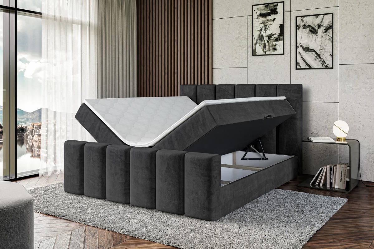 BOXBETT BOXI1-Z - 180x200 cm - H3 - Schwarz - Schwarz, Holzwerkstoff (180/200cm) - ALTDECOR