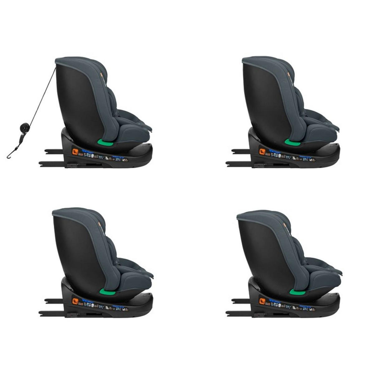 KINDERSITZ i-Round i-Size dunkelgrau (40-150cm) Isofix, 360-Grad-Drehung, Gurt - Grau, Textil (45/60/51cm) - Kikka boo