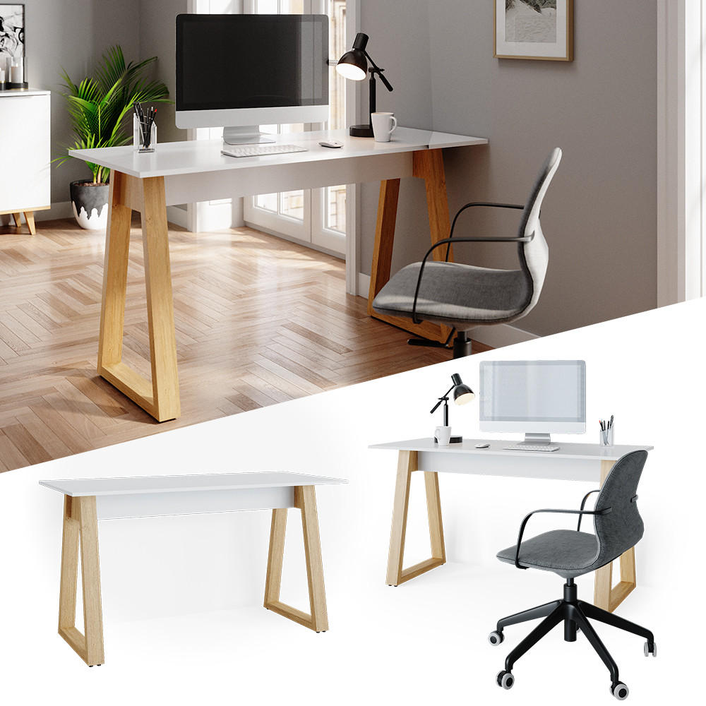 SCHREIBTISCH Nautica Weiß 138 x 60 cm - Eichefarben/Weiß, Holzwerkstoff (60/138/77cm) - Vicco