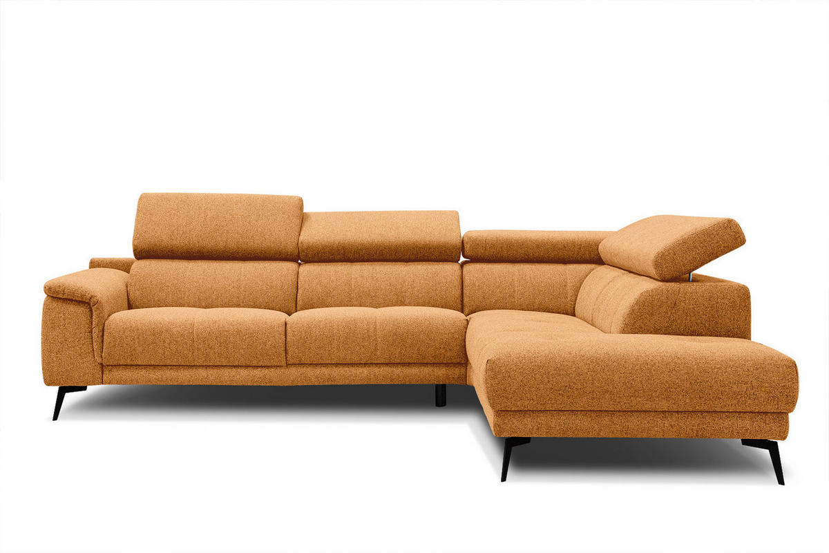 ECKSOFA FIERO 5-Sitzer, orange - Schwarz/Orange, Holzwerkstoff/Textil (290/228cm) - Courtois Laville