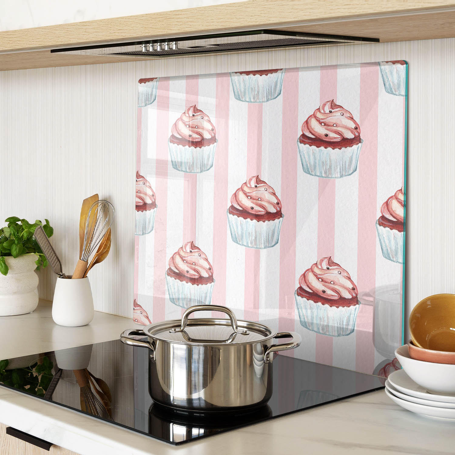 GLASPLATTE 60x52 cm Muffins - Pink, Glas (60/0.4/52cm) - TULUP