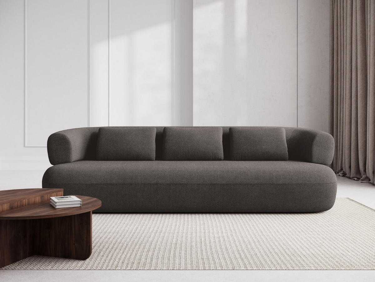 SOFA Jenny aus Boucle grau 4 Sitzplätze - Grau, Textil (90/73/226cm) - Micadoni