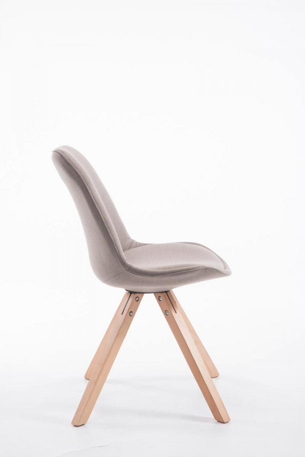 STUHL Stoff taupe - Taupe/Eukalyptusholzfarben, Holz/Textil (48/84/56cm) - CLP
