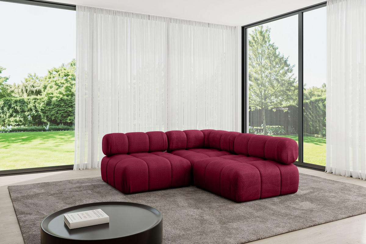 ECKSOFA modulares Sofa Samaro-L1 - 190x190x70 cm Bordeauxrot Velours - Bordeaux, Holzwerkstoff/Textil (190/190cm) - ALTDECOR