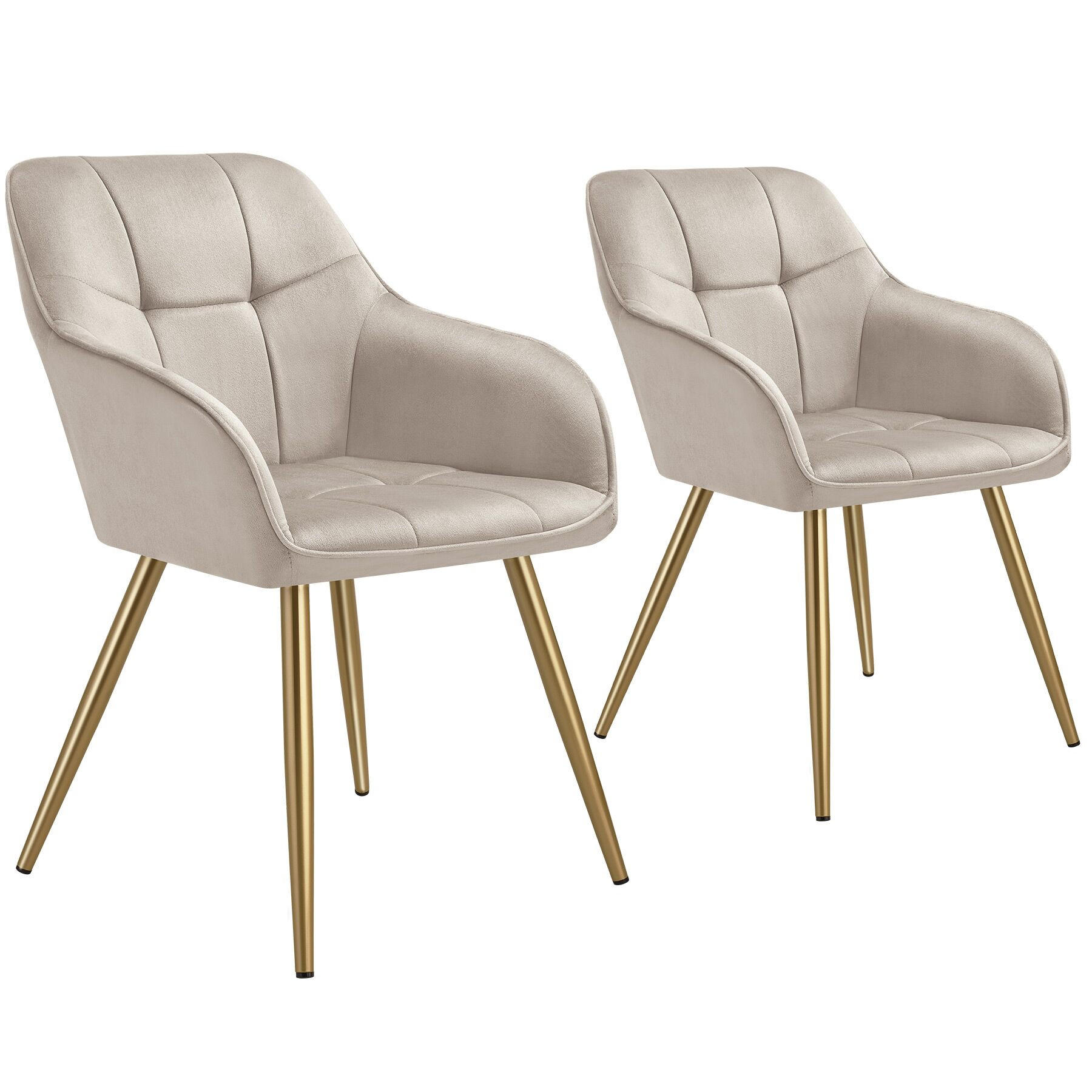 tectake Esszimmerstuhl Taupe, Gold 58x82x62 cm