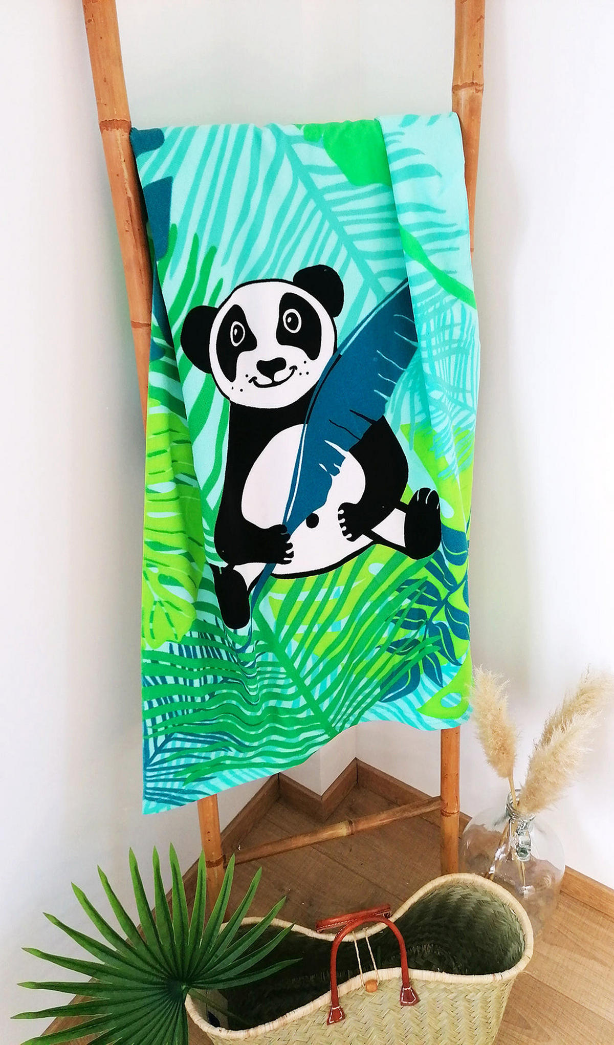 MIKROFASER STRANDTUCH Panda 70x140 250 g/m² grün - Grün, Textil (70/140cm) - LE COMPTOIR DE LA PLAGE