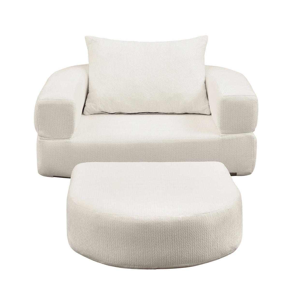 SCHLAFSESSEL in Chenille-Optik - Beige, Textil (101/41/90cm) - Urban Meuble