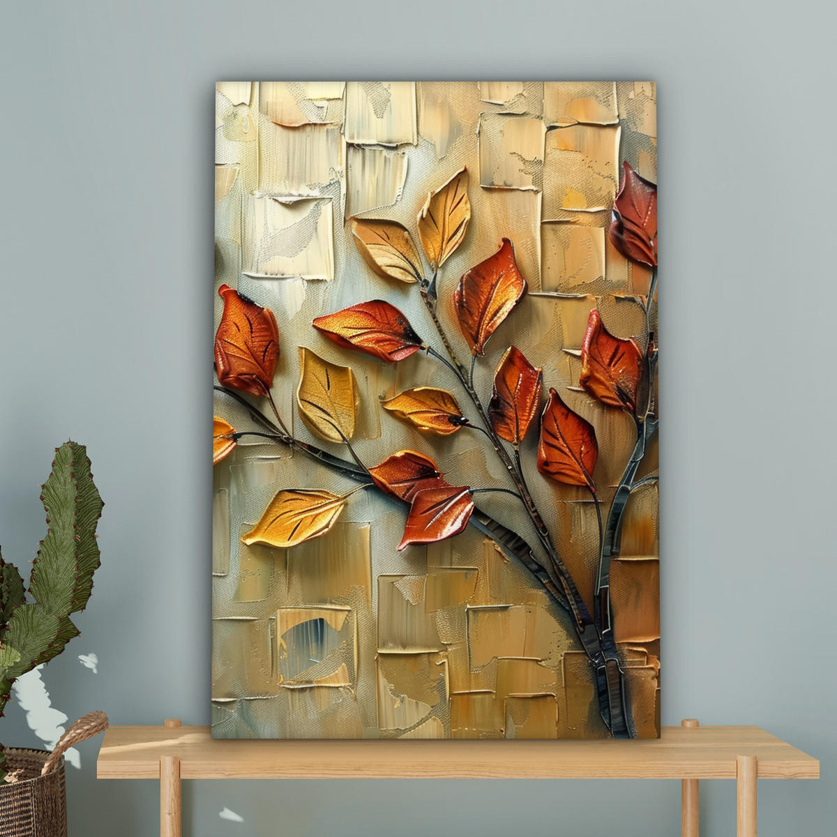 LEINWANDBILD Baum - Abstrakt - Natur - Kunst Wanddeko Schlafzimmer 60x90 cm - Goldfarben, Textil (60/90cm) - MuchoWow