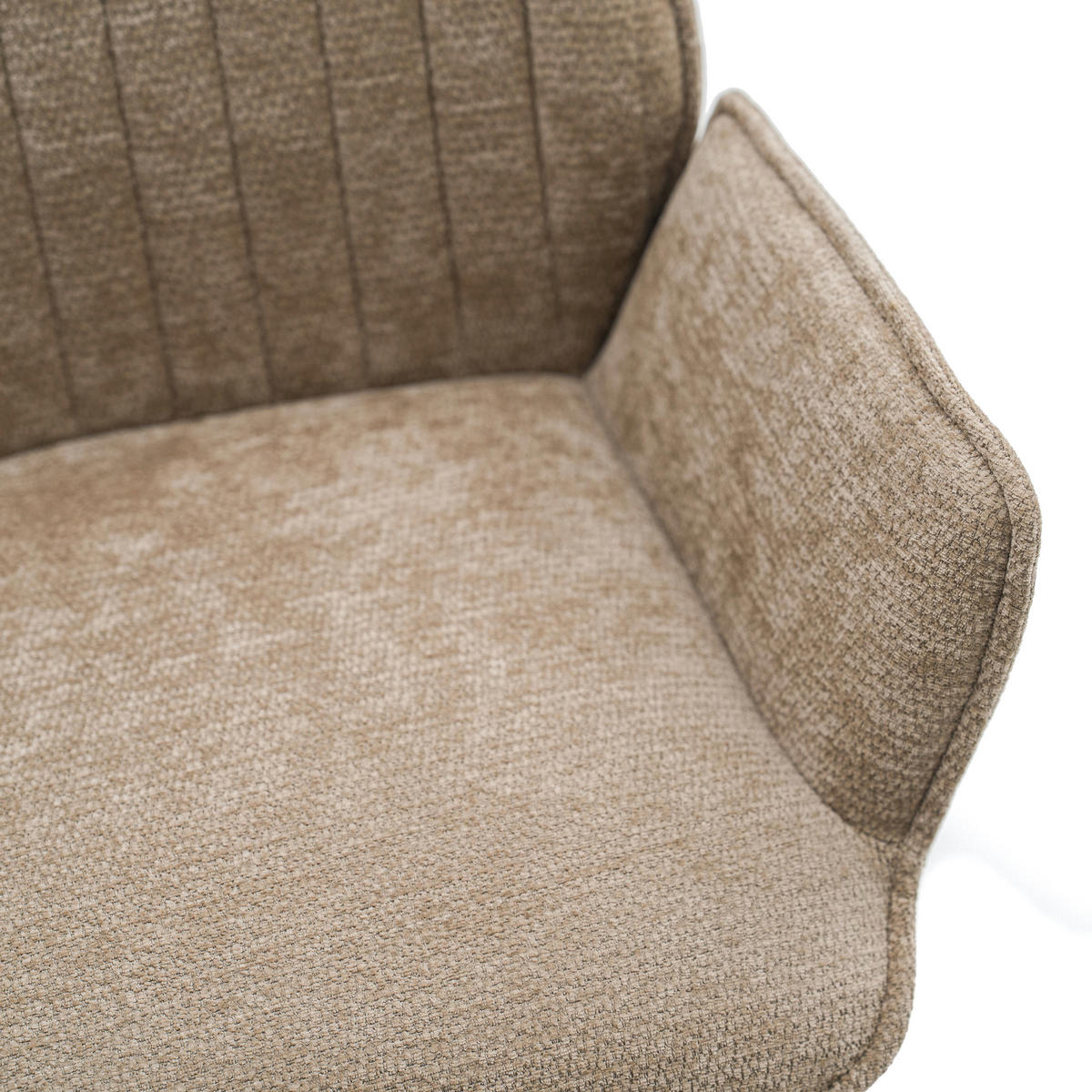 STUHL MERANO drehbar gepolsterter mit Steppung - beige - Chenille - Beige/Schwarz, Textil/Metall (58/90/61cm) - NEW HOME