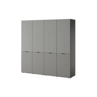 KLEIDERSCHRANK ZEN (Modular, Grau Matt, Rillenfront, 4-türig) - Schwarz/Grau, Holz/Holzwerkstoff (202/200/51cm) - Ravio