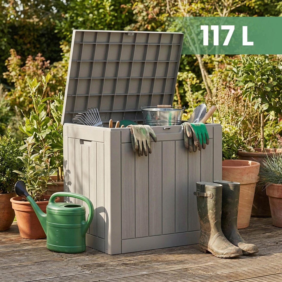 GARTENBOX 117L Grau - Grau, Kunststoff (56/53.2/43.1cm) - Akord