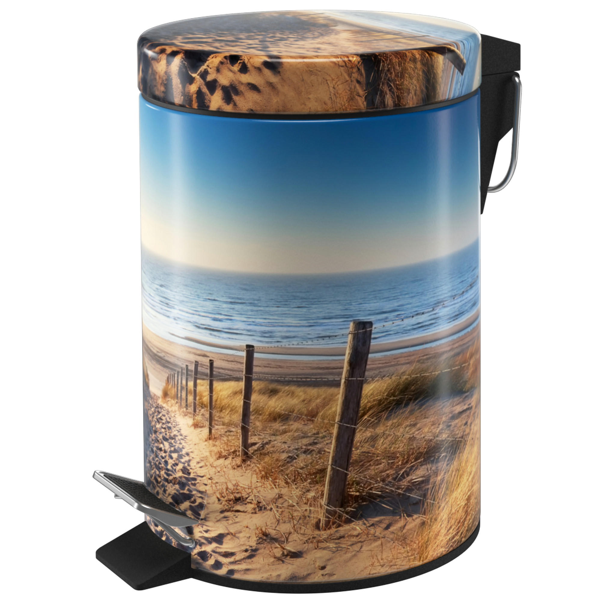 KOSMETIKEIMER Düne - Sandfarben/Blau, Kunststoff/Metall (17/25/25cm) - Sanilo