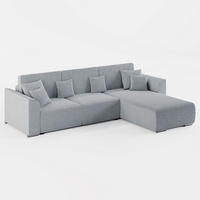 ECKSOFA LUMO L Rechts Hellgrau Flechtwerk-Stoff mit Schlaffunktion und Bettkasten - Hellgrau, Textil (293/195cm) - Barchello