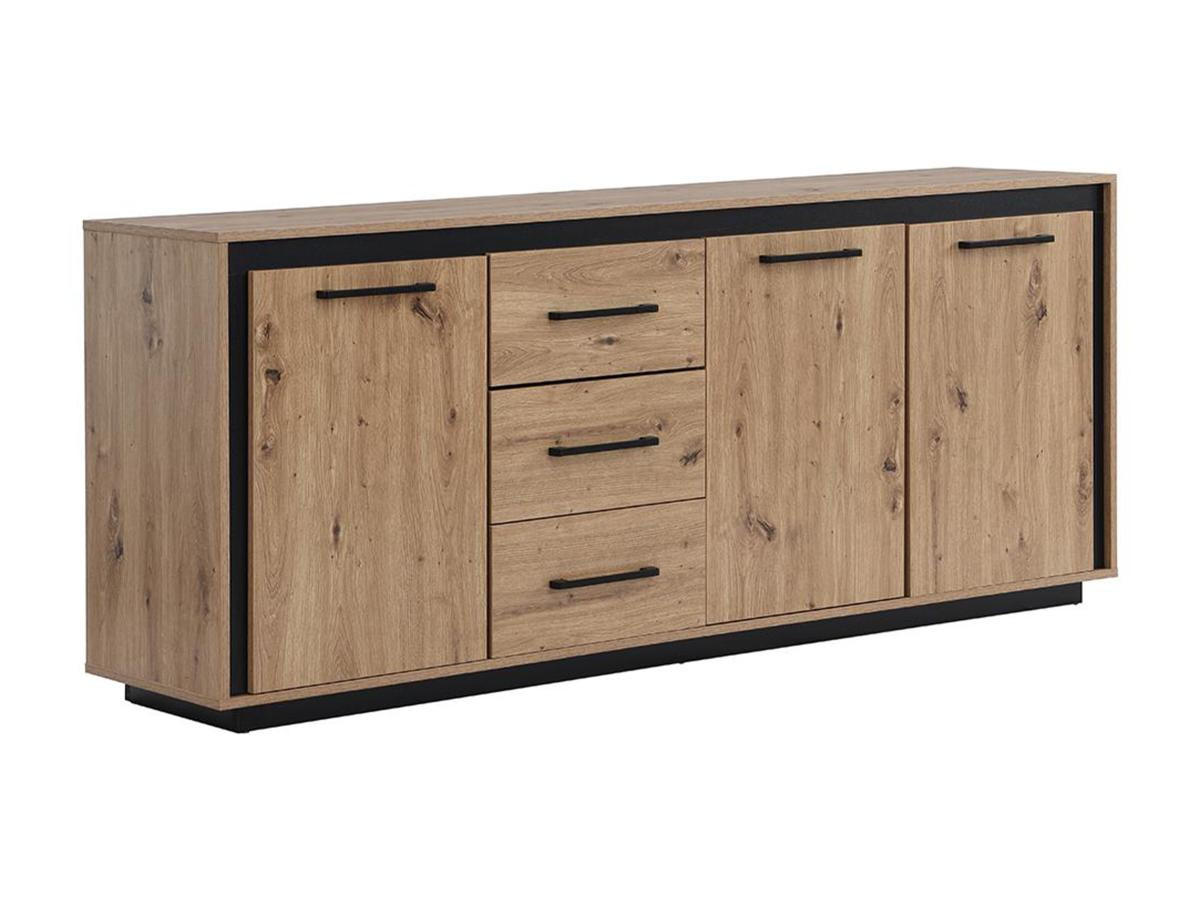 SIDEBOARD mit 3 Türen & 3 Schubladen - MDF - Naturfarben & Schwarz - NALAMANE - Naturfarben, Holz (40/75/180cm) - Vente-Unique