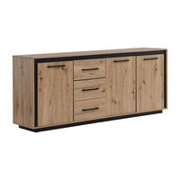 SIDEBOARD mit 3 Türen & 3 Schubladen - MDF - Naturfarben & Schwarz - NALAMANE - Naturfarben, Holz (40/75/180cm) - Vente-Unique