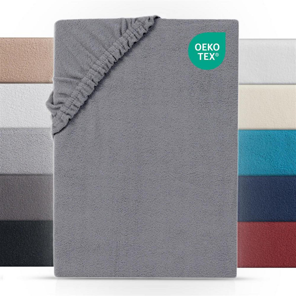 BOXSPRING-SPANNBETTLAKEN 180-200x200-220 cm, Warmes Winter Teddy Fleece Bettlaken Grau - Grau, Textil (200/220cm) - Carpe Sonno