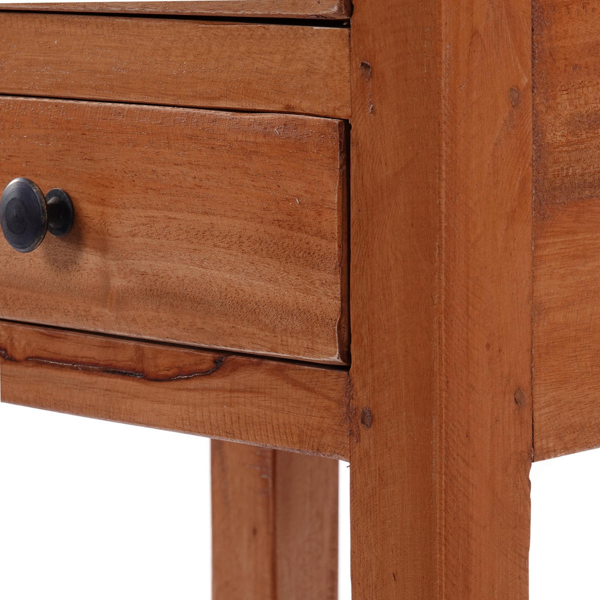 TELEFONTISCH Rika 70 cm, Teak Massivholz, mit zwei Schubladen braun - Braun, Holz (29/39/70cm) - CREEDWOOD
