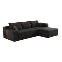 ECKSOFA Cord Schwarz Ohne Montage - Schwarz, Textil (241/151cm) - WISHDOR