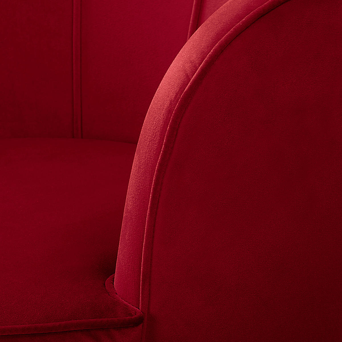 SESSEL - Samt, Füße Dunkel - Dunkelbraun/Rot, Holz/Birkenholz (75/74/75cm) - home24