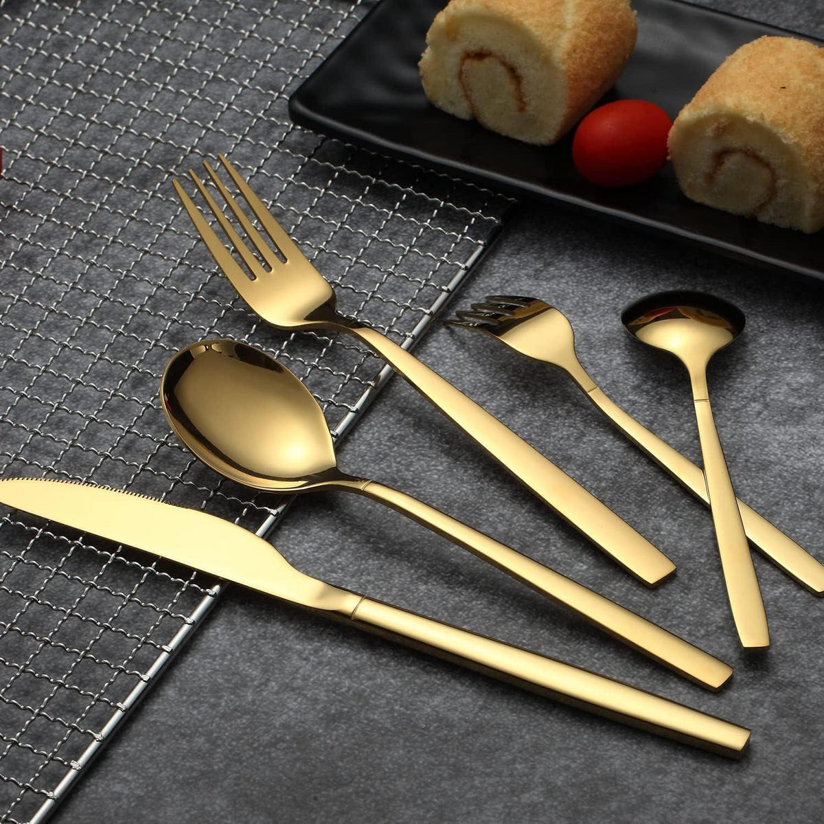 BESTECKSET 30-teilig Gold glänzend - Goldfarben, Metall