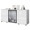 KOMMODE Caro SB 154 4D mit weißer LED Beleuchtung - Schwarz/Weiß, Holzwerkstoff/Kunststoff (150/70/40cm) - MIRJAN24