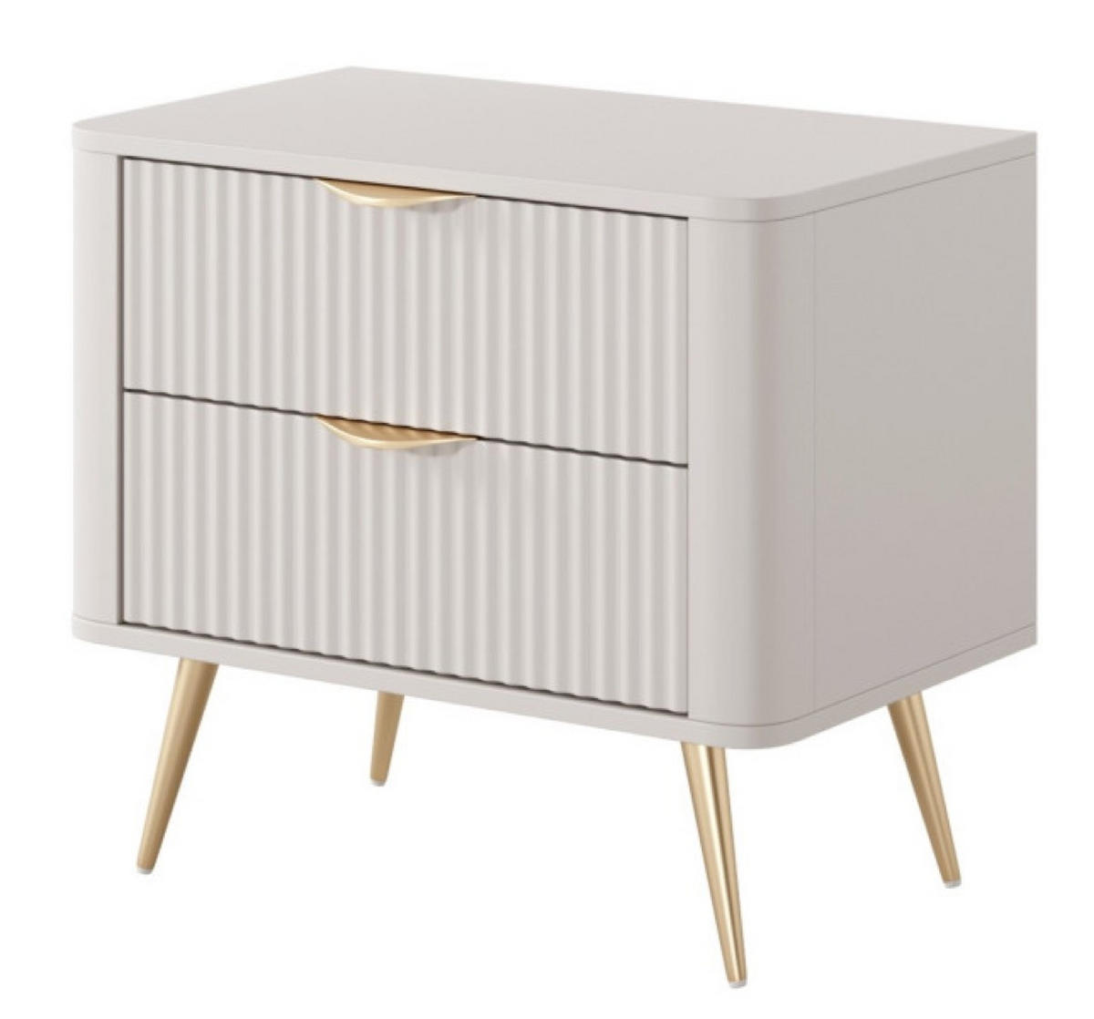 NACHTTISCH Beige Lena Geriffelt Auf Goldenen Beinen - Beige, Holzwerkstoff (63/55/38cm) - Sepro Meble
