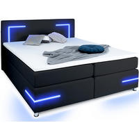 BOXSPRINGBETT Lights 2.0 Schwarz 160/200 cm H2/H3 Kunstleder - Schwarz, Textil (160/200cm) - wonello